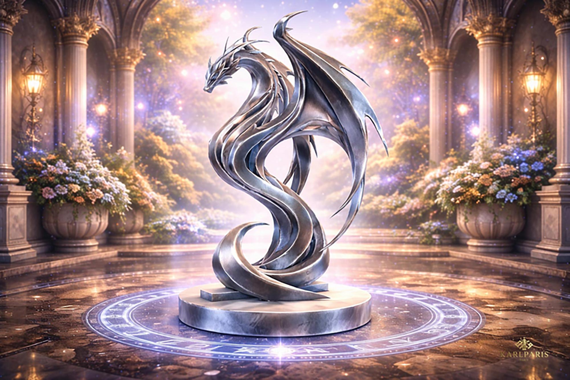 Silver Dragon Statue Second Life
