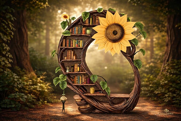 Sunflower Tree Bookshelf Fantasy Decor Second Life