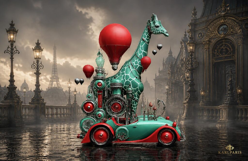 Surreal Giraffe Steampunk Machine Car Second Life