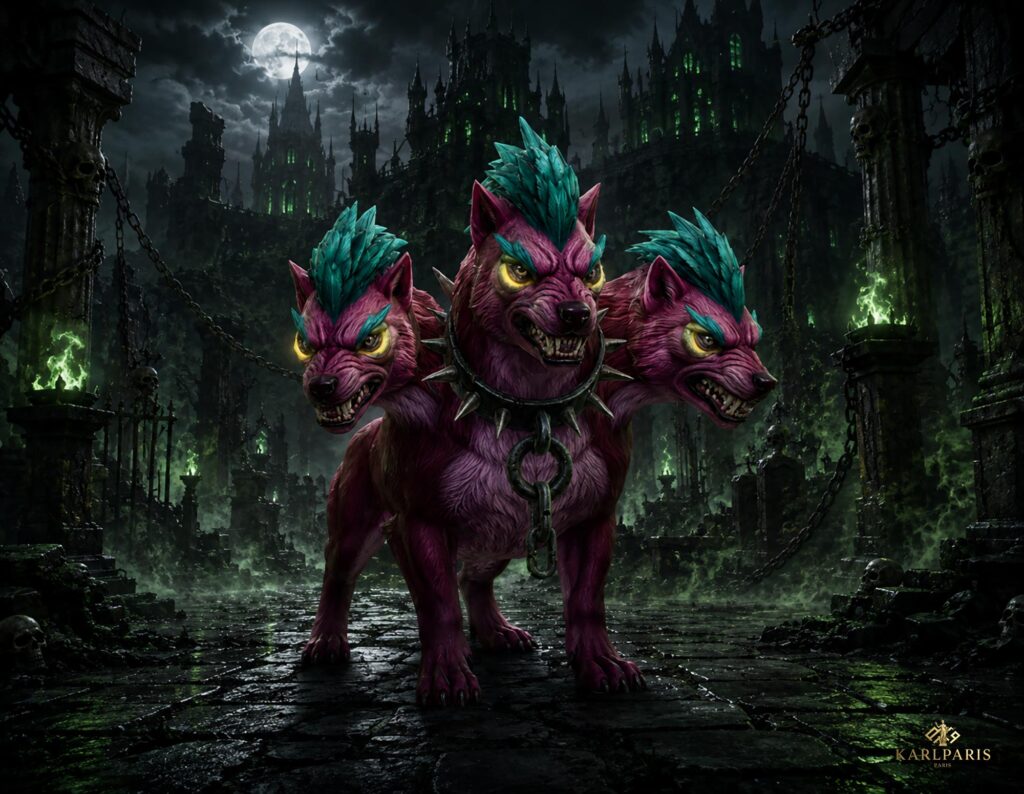 Three Headed Hellhound Artwork Dark Fantasy Cerberus Monster Creature Design Second Life