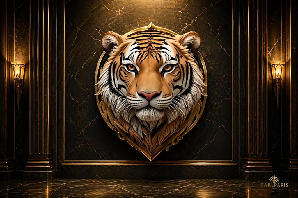 Tiger Emblem Realistic Animal Crest Sculpture Second Life