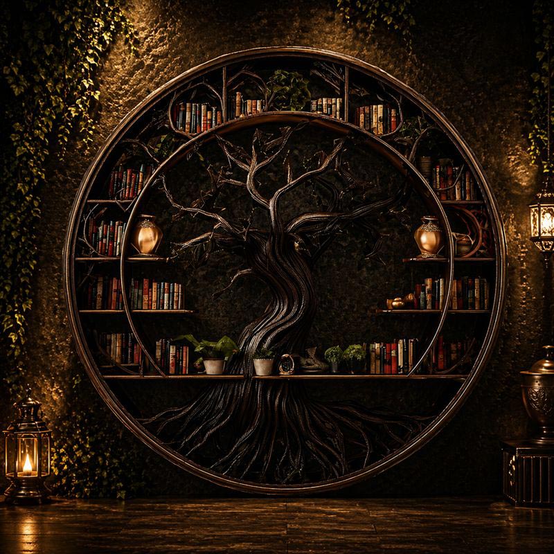 Tree Library Circular Bookshelf Fantasy Design Second Life