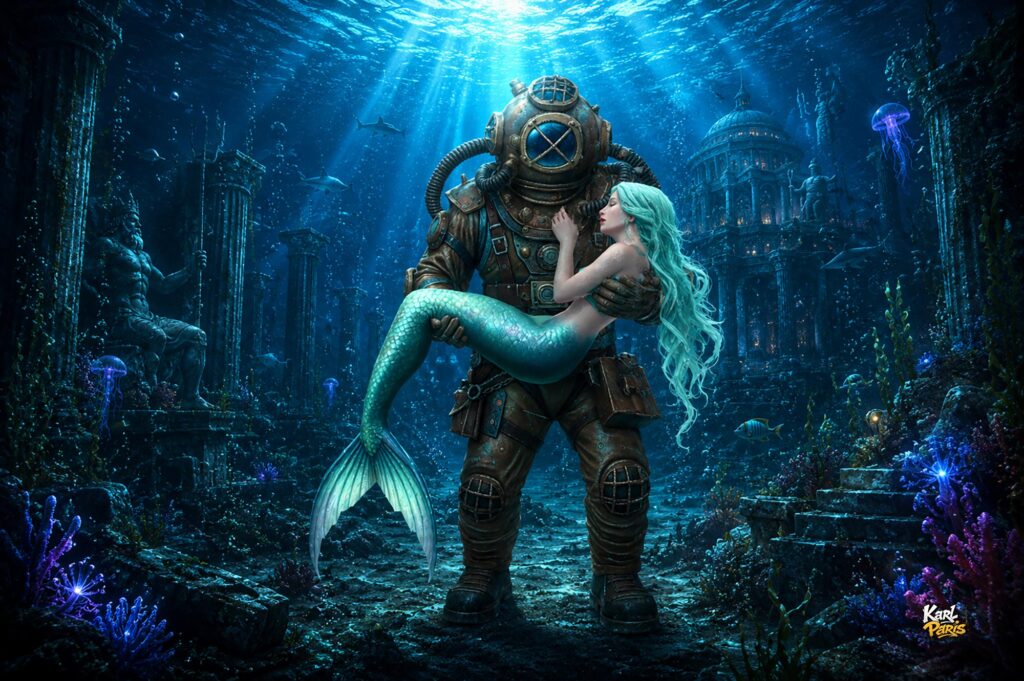 Abyssal Embrace Deep Sea Diver Mermaid Statue Second Life
