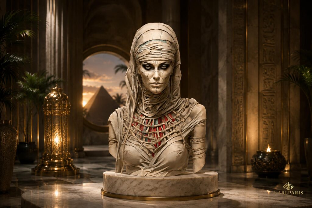 Ancient Mummy Queen Bust Egyptian Undead Empress Sculpture Second Life