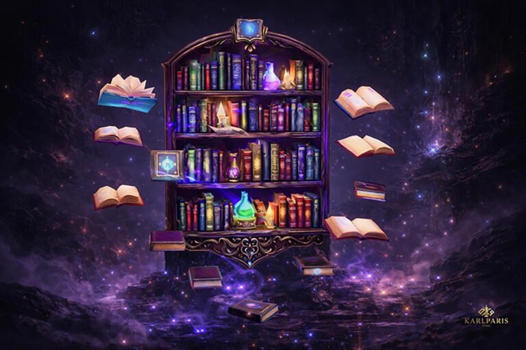Arcane Magic Bookshelf Floating Library Second Life