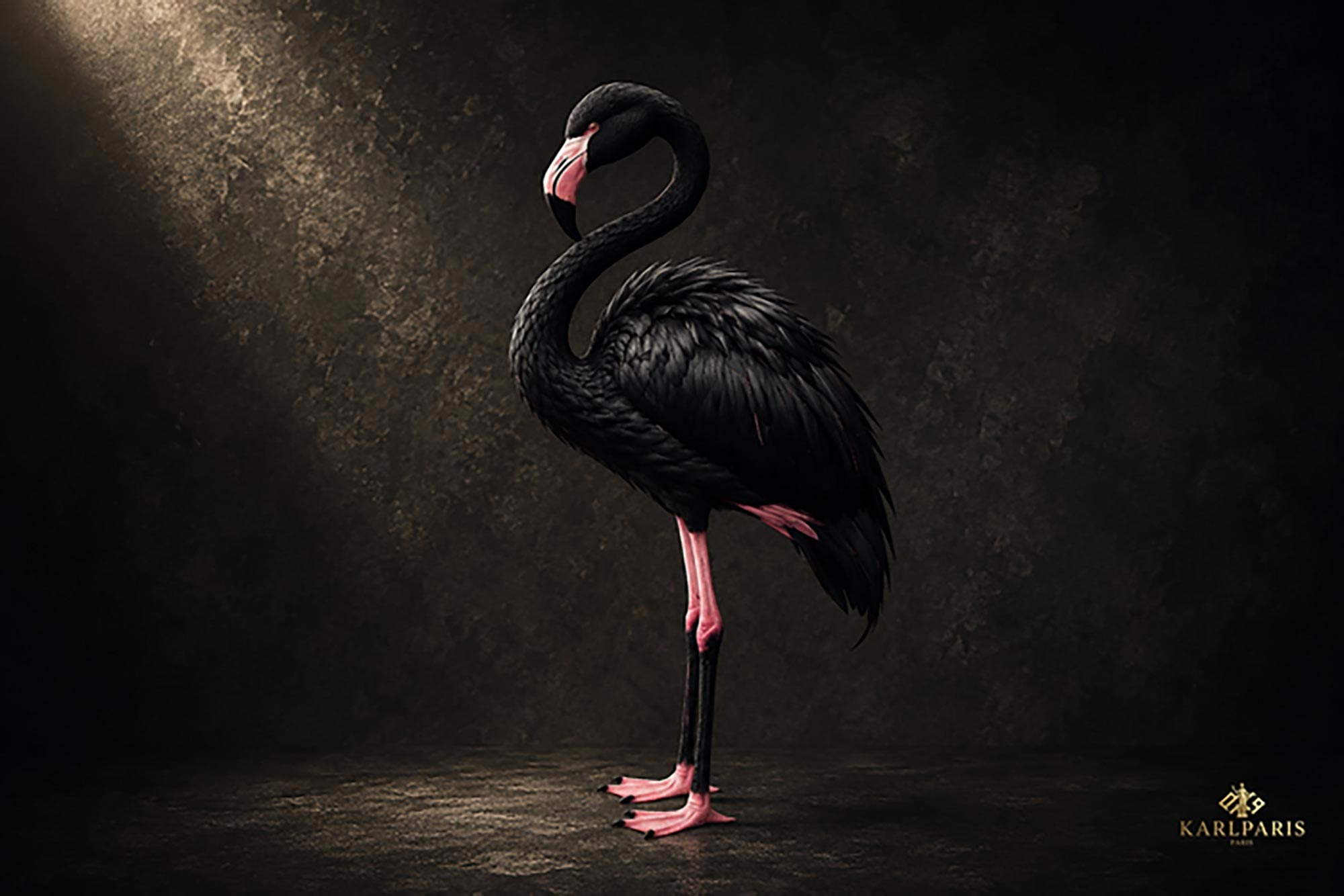 Black Flamingo Artwork Elegant Dark Tropical Bird Wall Art Second Life