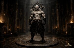 Blindfolded Demon Warrior Dark Ritual Guardian Sculpture Second Life