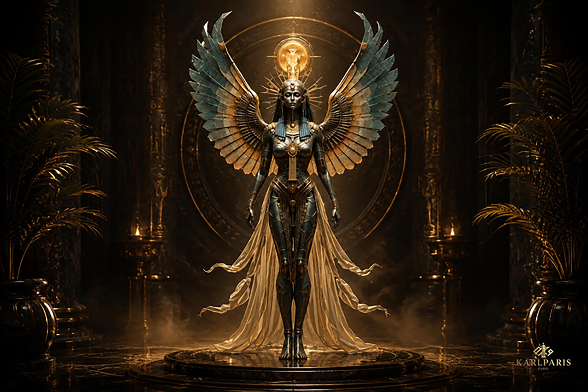 Celestial Egyptian Angel Goddess Mythological Winged Statue Second Life