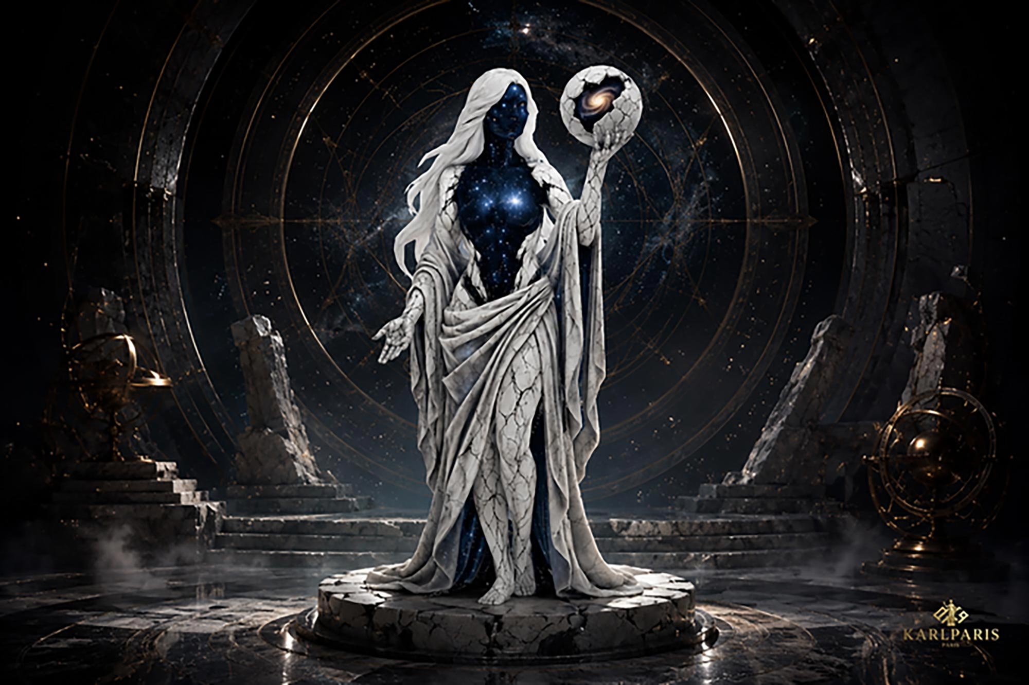 Celestial Galaxy Goddess Cosmic Universe Marble Fantasy Statue 1 Second Life