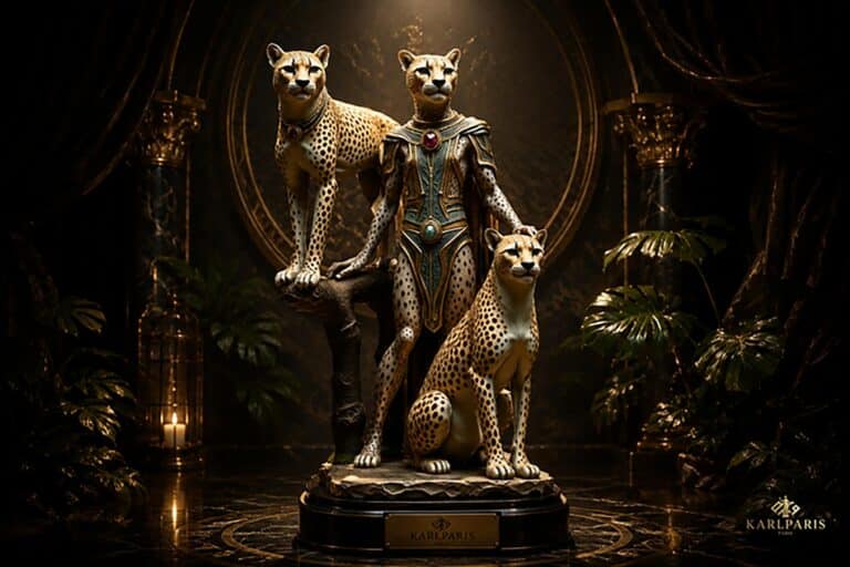Cheetah Guardian Priestess Mythical Feline Fantasy Sculpture Second Life
