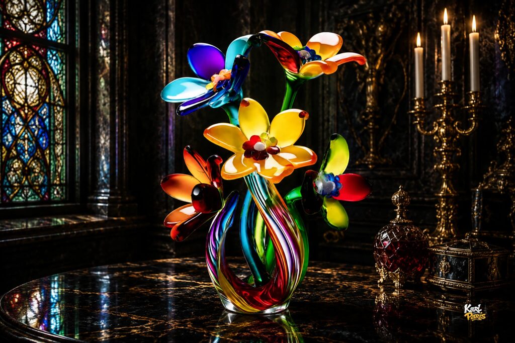 Chromatic Bloom Sculpture Abstract Glass Floral Art Second Life