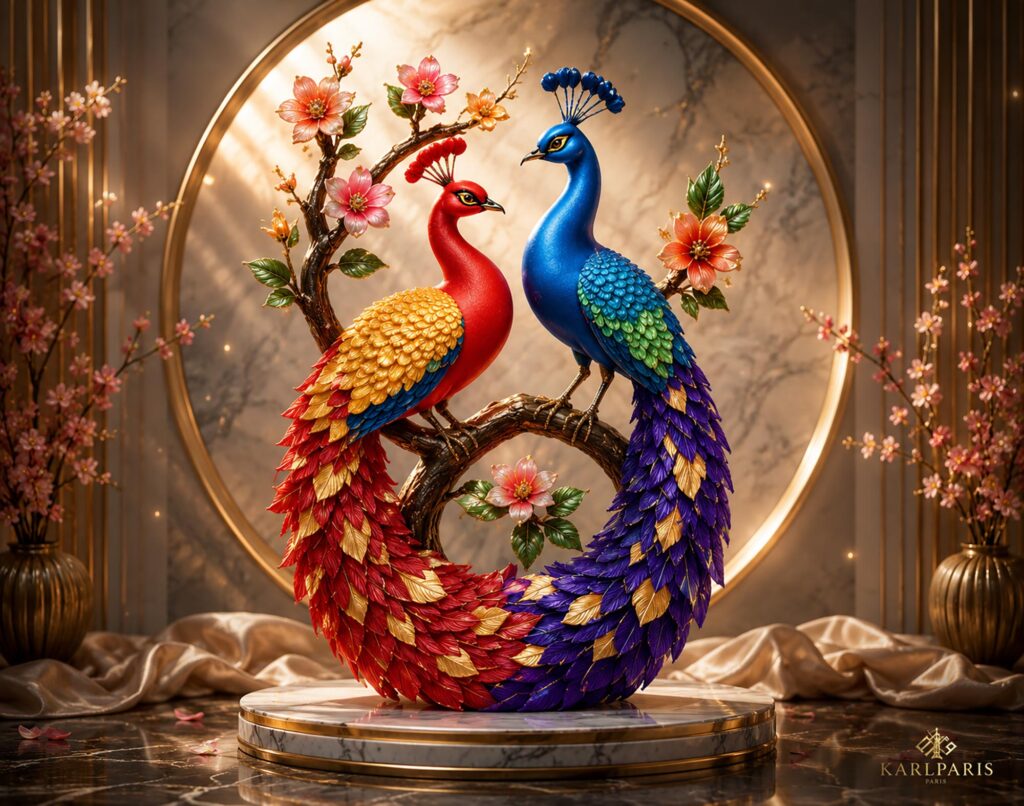 Colorful Peacock Couple Wall Art Exotic Bird Relief Second Life