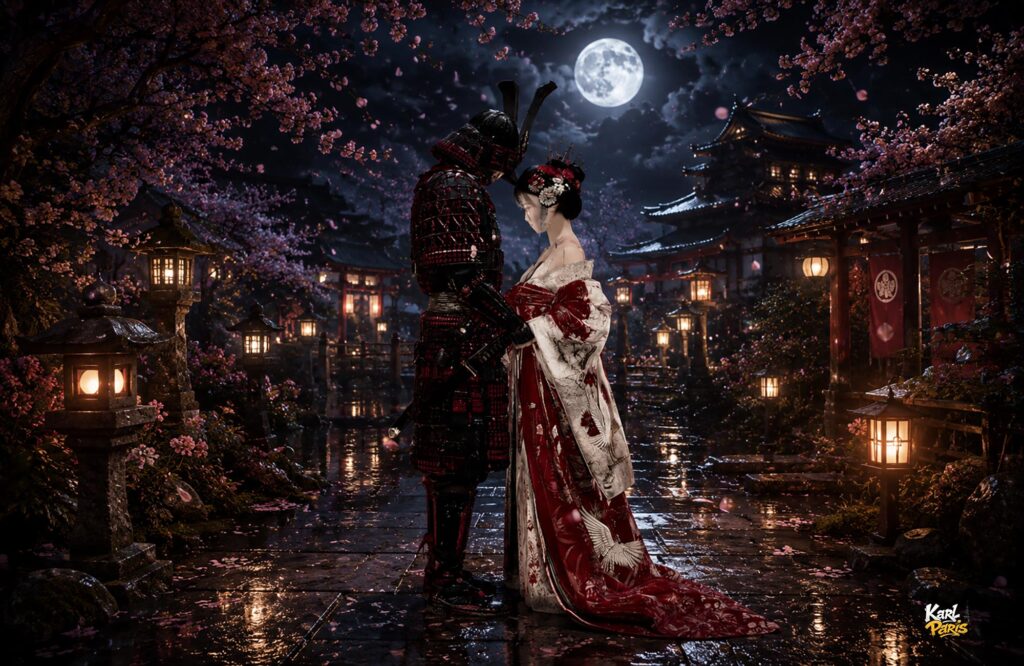 Crimson Destiny Samurai And Geisha Eternal Bond Sculpture Second Life