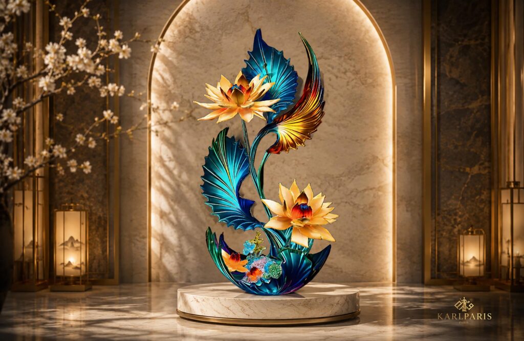 Crystal Lotus Flower Sculpture Fantasy Glass Bloom Second Life