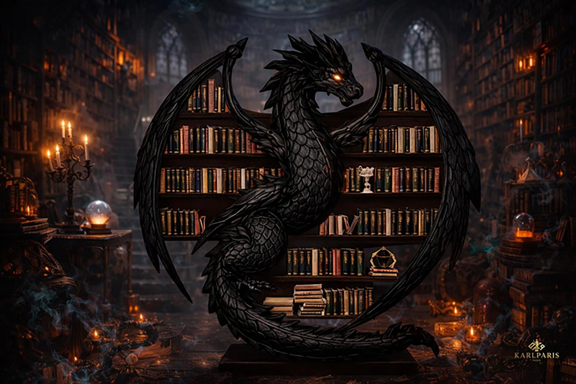 Dragon Bookshelf Sculpture Second Life