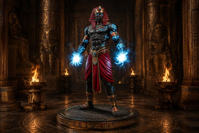 Egyptian Sorcerer Guardian Mythical Pharaoh Mage Fantasy Statue Artwork 1 Second Life