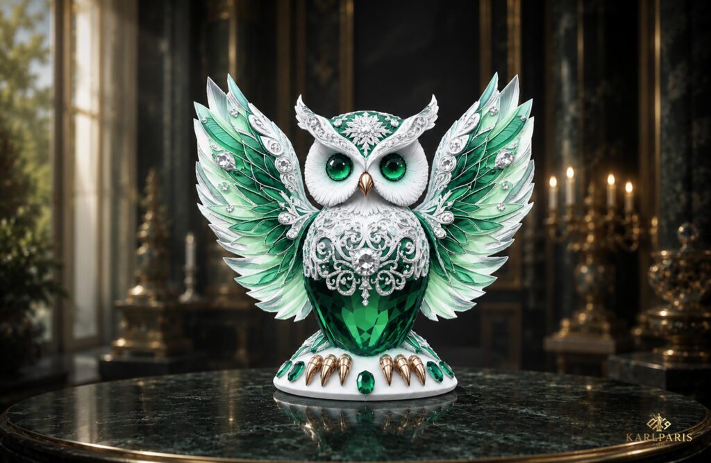 Emerald Crystal Owl Enchanted Guardian Sculpture Second Life