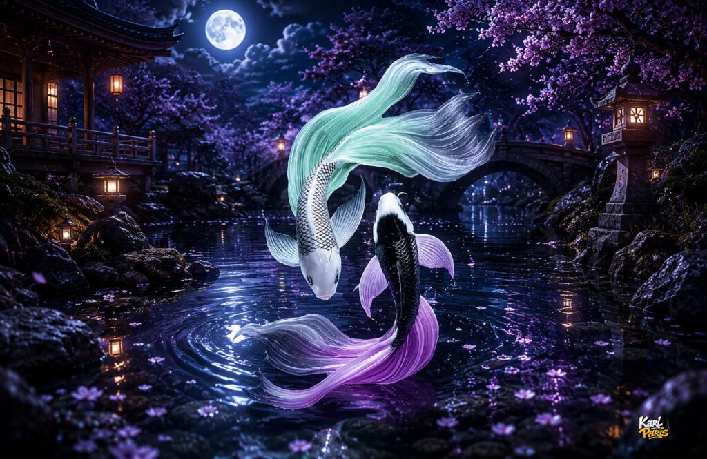 Eternal Harmony Koi Celestial Yin Yang Fish Sculpture Second Life