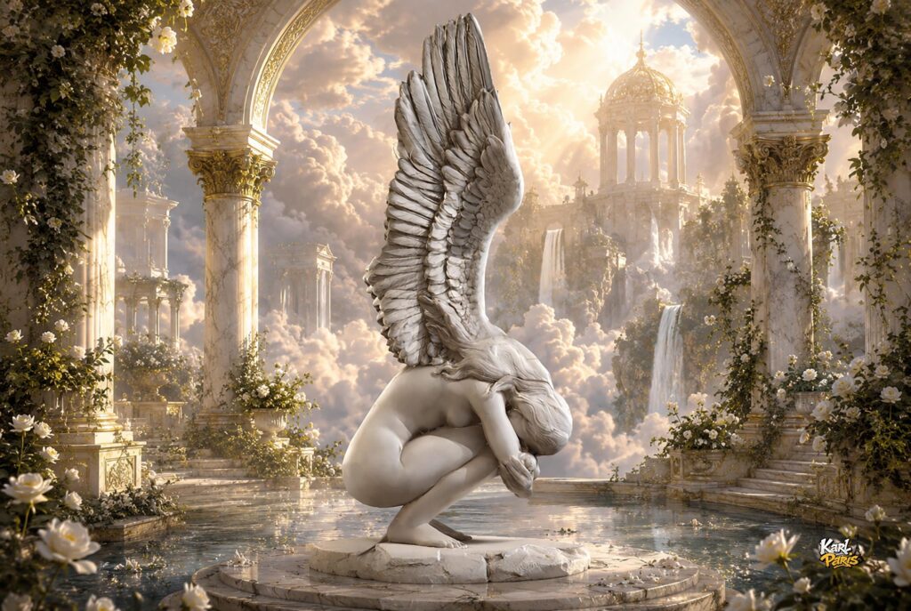 Fallen Angel Of Silent Grace Celestial Winged Sculpture Second Life