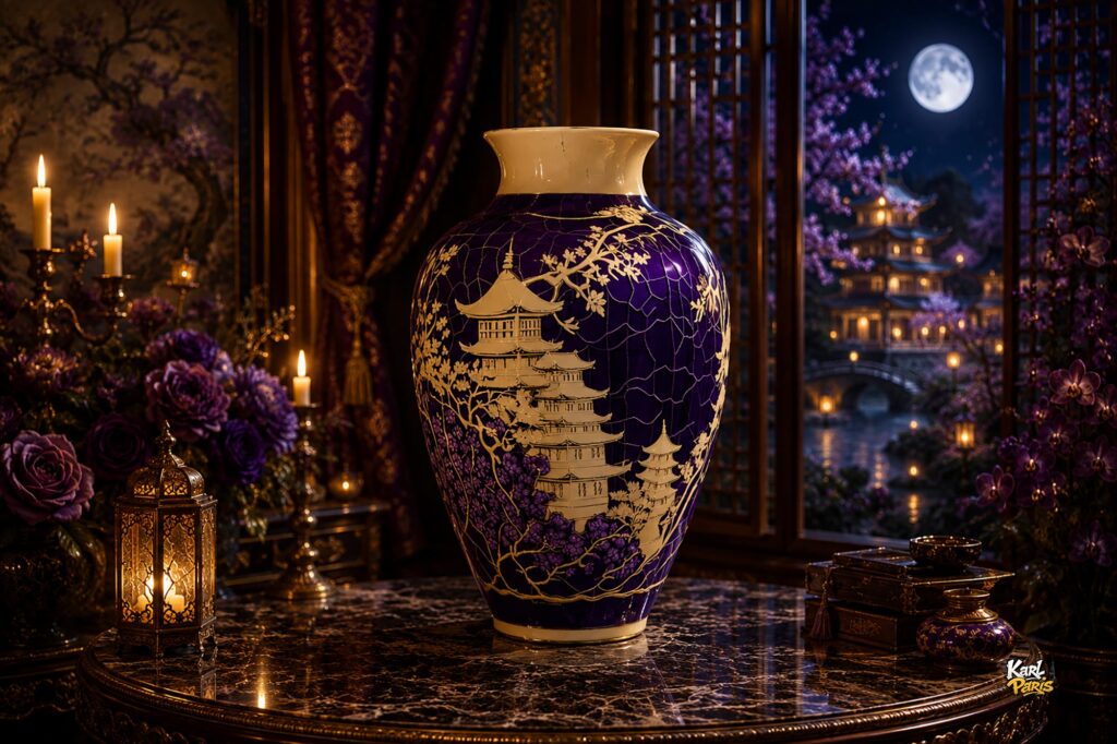 Imperial Violet Pagoda Vase Second Life