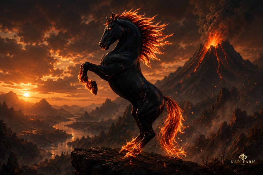 Infernal Flame Stallion Fireborn Mythic Horse Sculpture Second Life