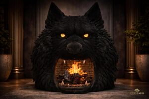 Infernal Wolf Fireplace Sculpture Second Life