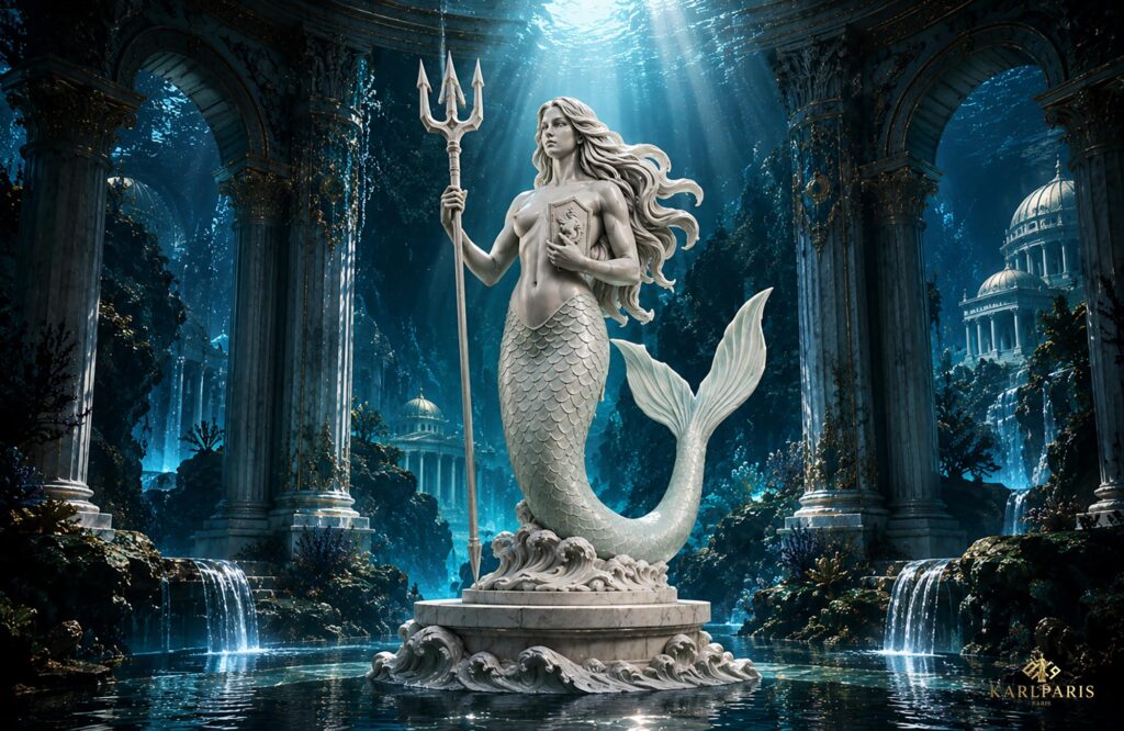 Mermaid Queen Statue Ocean Goddess Fantasy Sculpture Second Life