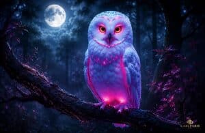 Mystic Neon Owl Glowing Fantasy Night Guardian Sculpture Second Life