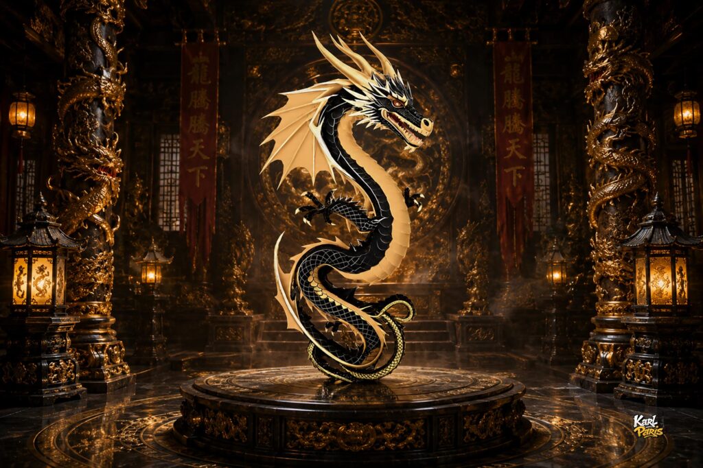 Obsidian Wyrm Imperial Black Dragon Sculpture Second Life