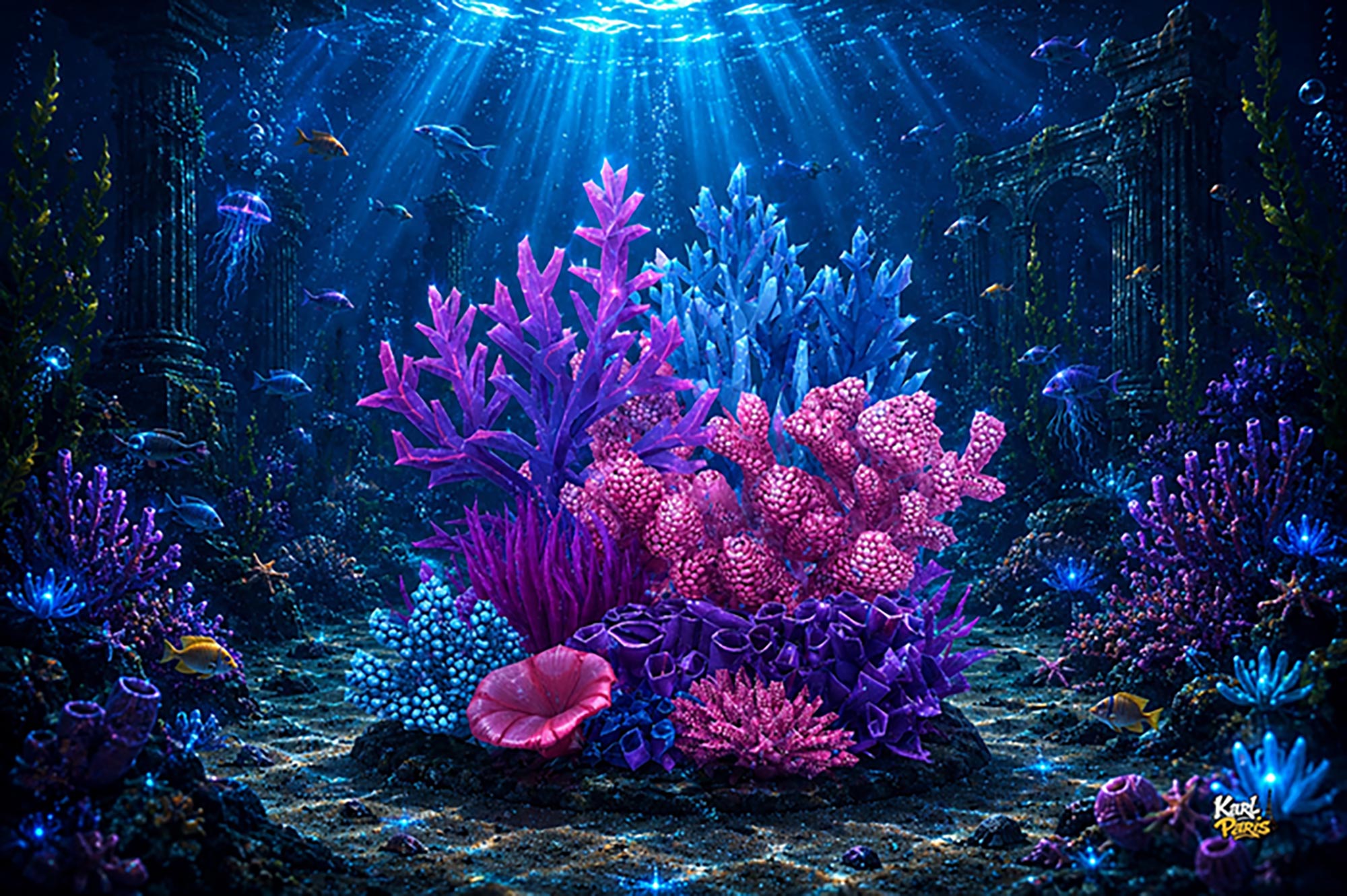 Pastel Coral Reef Cluster Tropical Ocean Garden Decor Second Life