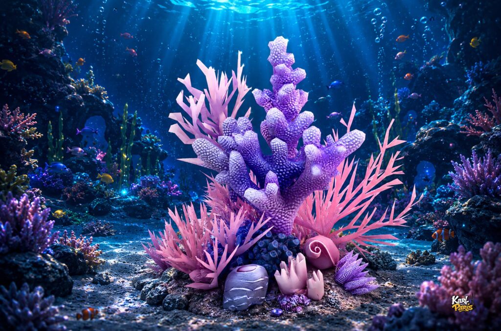 Pastel Lavender Coral Reef Decorative Ocean Sculpture Second Life