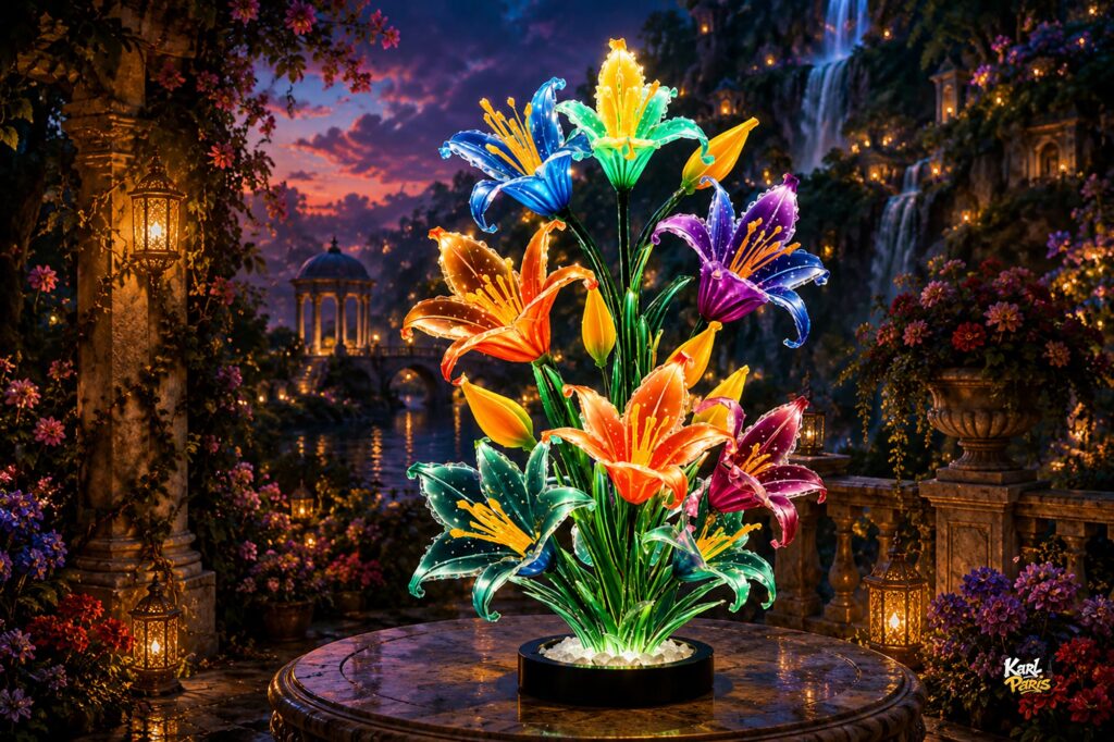 Rainbow Lily Bloom Fantasy Floral Sculpture Second Life