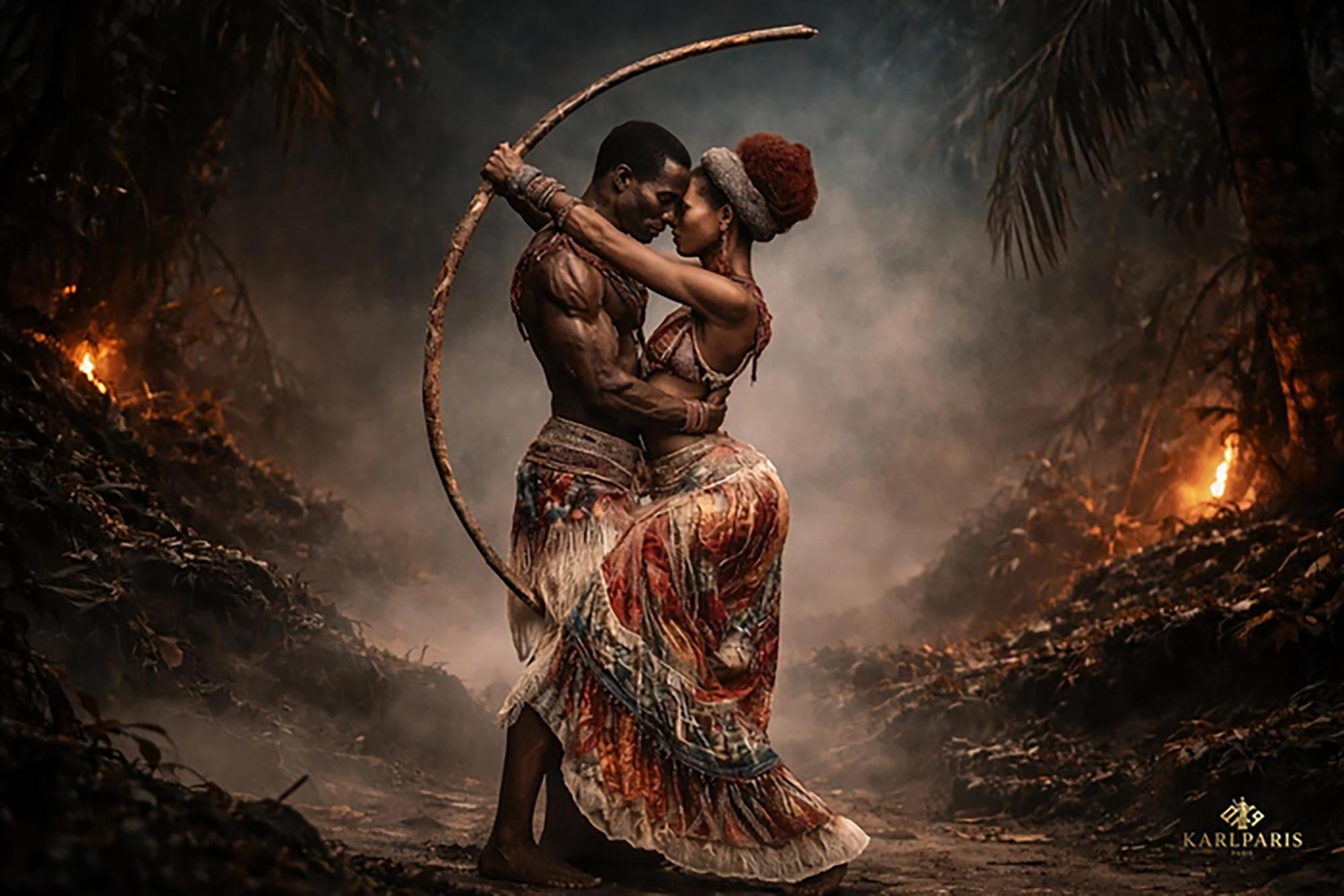Romantic Tribal Couple Sculpture Second Life