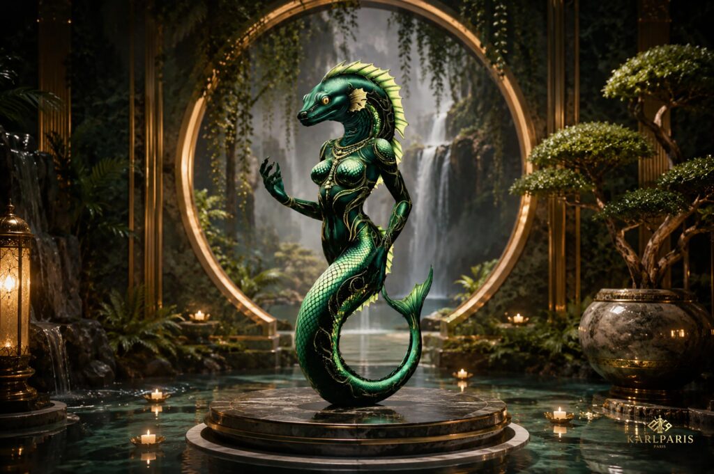 Sea Serpent Mermaid Statue Fantasy Ocean Creature Sculpture Second Life