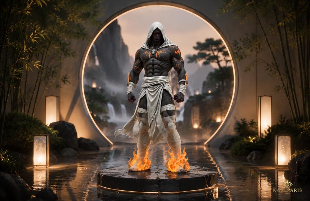 Shadow Flame Warrior Statue Dark Fantasy Guardian Sculpture Second Life