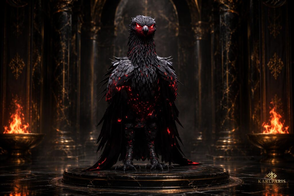 Shadow Raven Sentinel Dark Fantasy Guardian Bird Sculpture Second Life