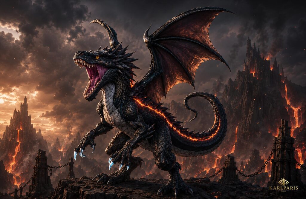 Shadowflame Dragon Infernal Winged Beast Sculpture Second Life