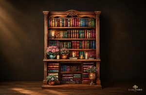 Vintage Library Bookshelf Artwork Cozy Reading Room Literary Wall Art Second Life