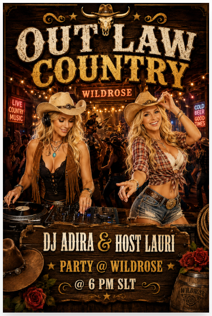 Dj Adira Outlaw Country @ Wildrose Second Life