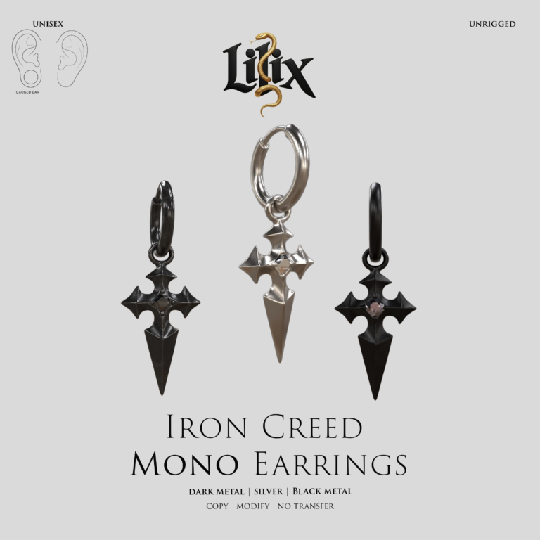 Lilix Iron Creed Mono Earrings Second Life