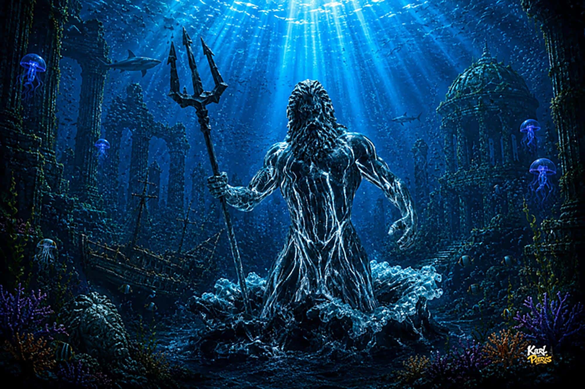 Abyssal Sea King Ocean Guardian Statue Second Life