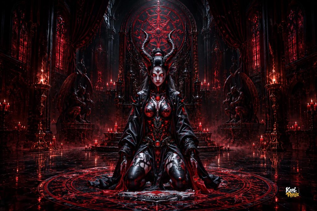 Crimson Abyss Infernal Demon Queen Statue Second Life