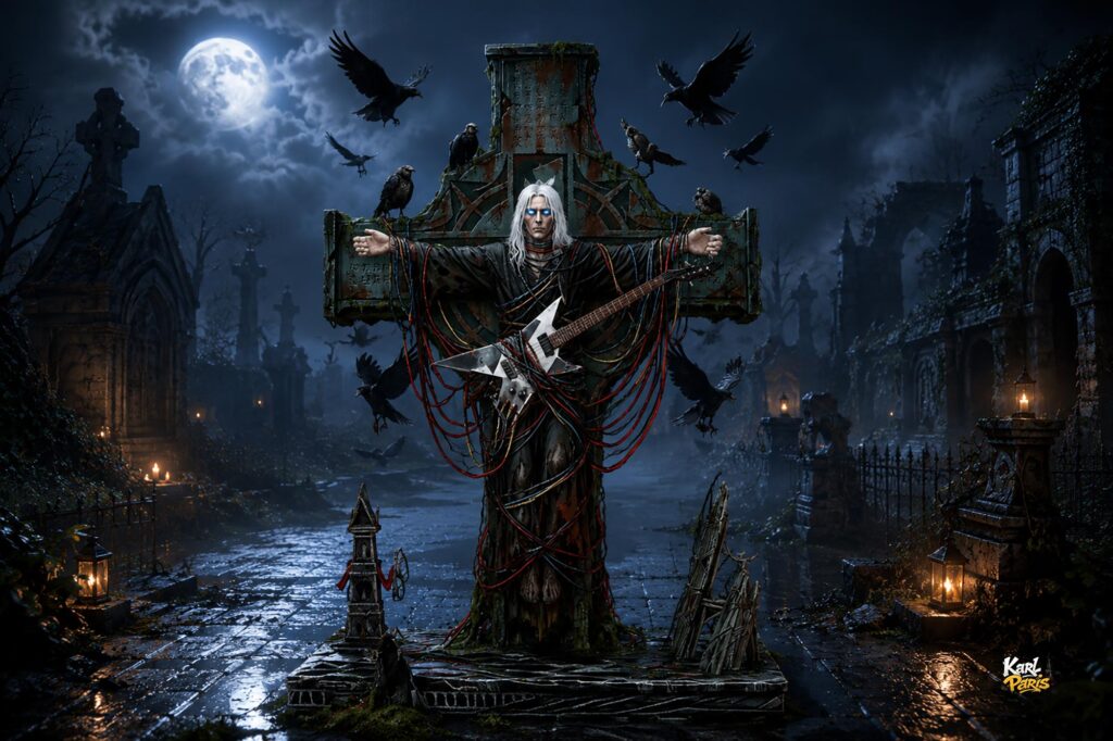 Cursed Rock Crucifixion Dark Metal Horror Statue Second Life