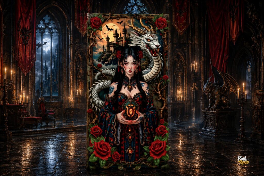 Dragon Rose Sorceress Enchanted Castle Fantasy Wall Art Second Life