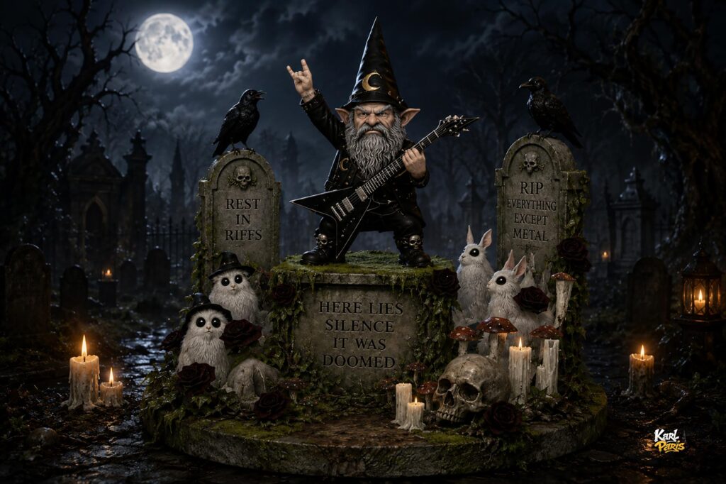 Grim Metal Shaman Rock Cemetery Gnome Display Second Life