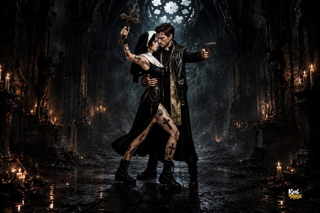 Holy Retribution Exorcist Couple Statue Second Life
