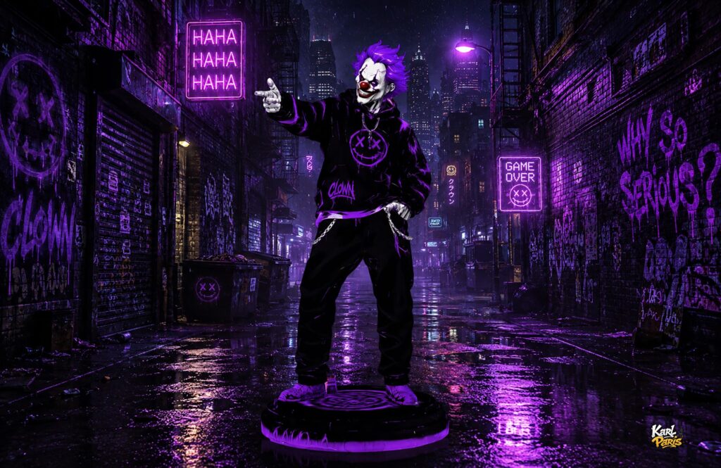 Neon Nightmare Clown Urban Horror Street Statue Second Life