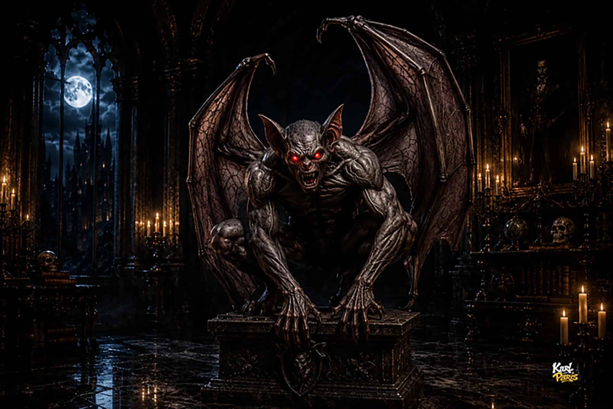 Nightfang Gargoyle Demonic Bat Creature Statue Second Life