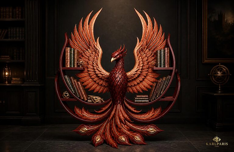 Phoenix Bookshelf Sculpture Artistic Winged Library Decor Second Life