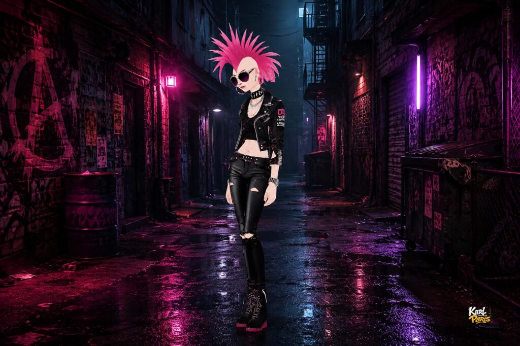 Punk Rebel Girl Pink Mohawk Attitude Second Life